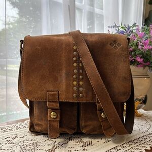 Brown Suede Crossbody Messenger Bag - Women